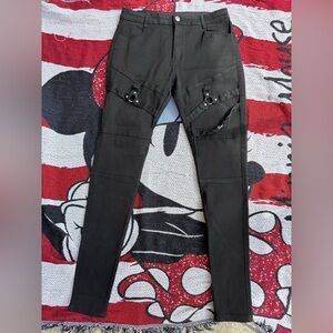 KILLSTAR BLACK O RING STUD BONDAGE GOTH PANTS SIZE XL